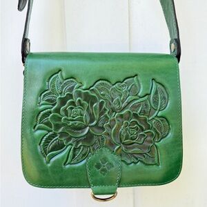 Patricia Nash Floral Embossed Green Crossbody Bag